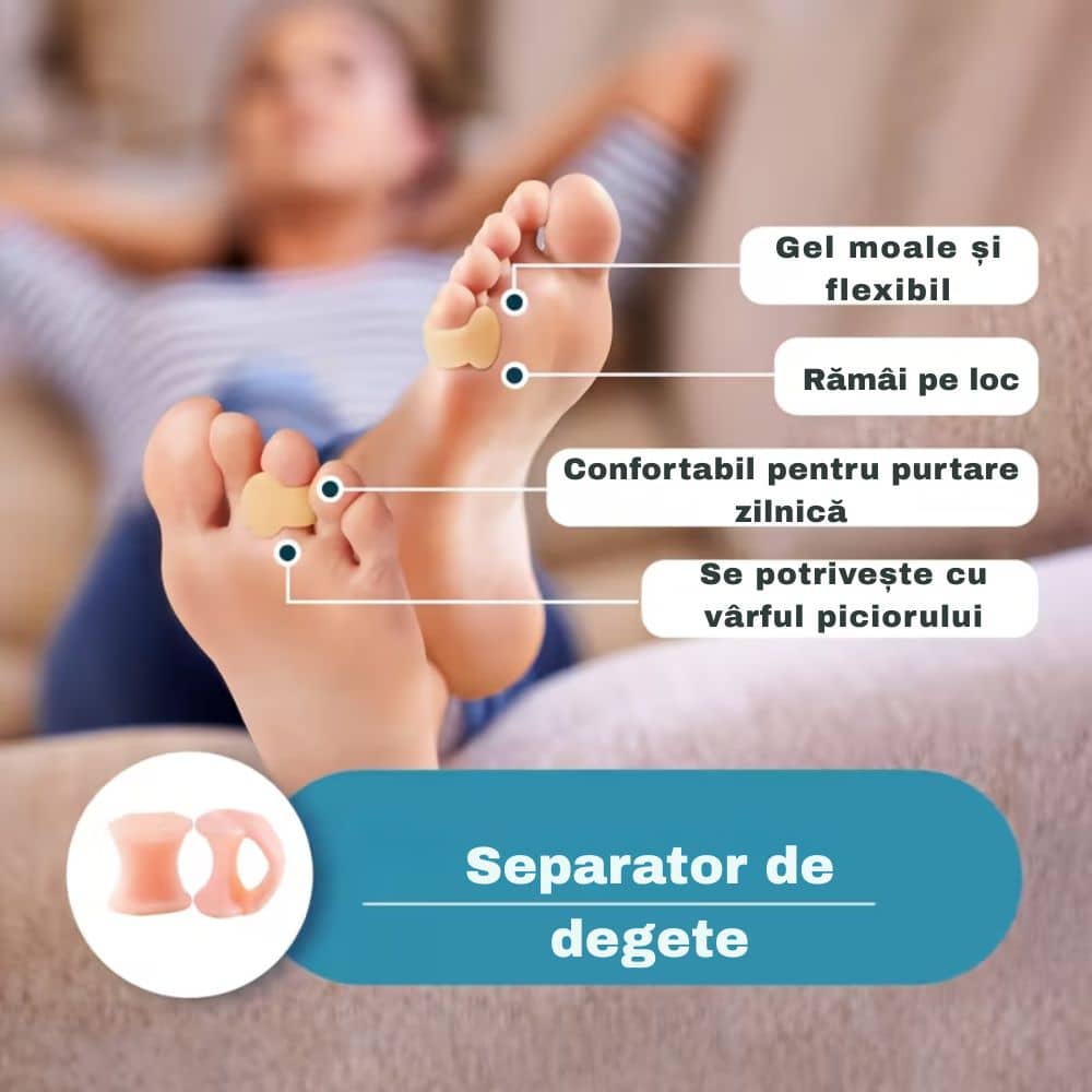 Set 4 buc. Corector Degete Picior din Silicon – Reduce Durerea și Aliniază Natural