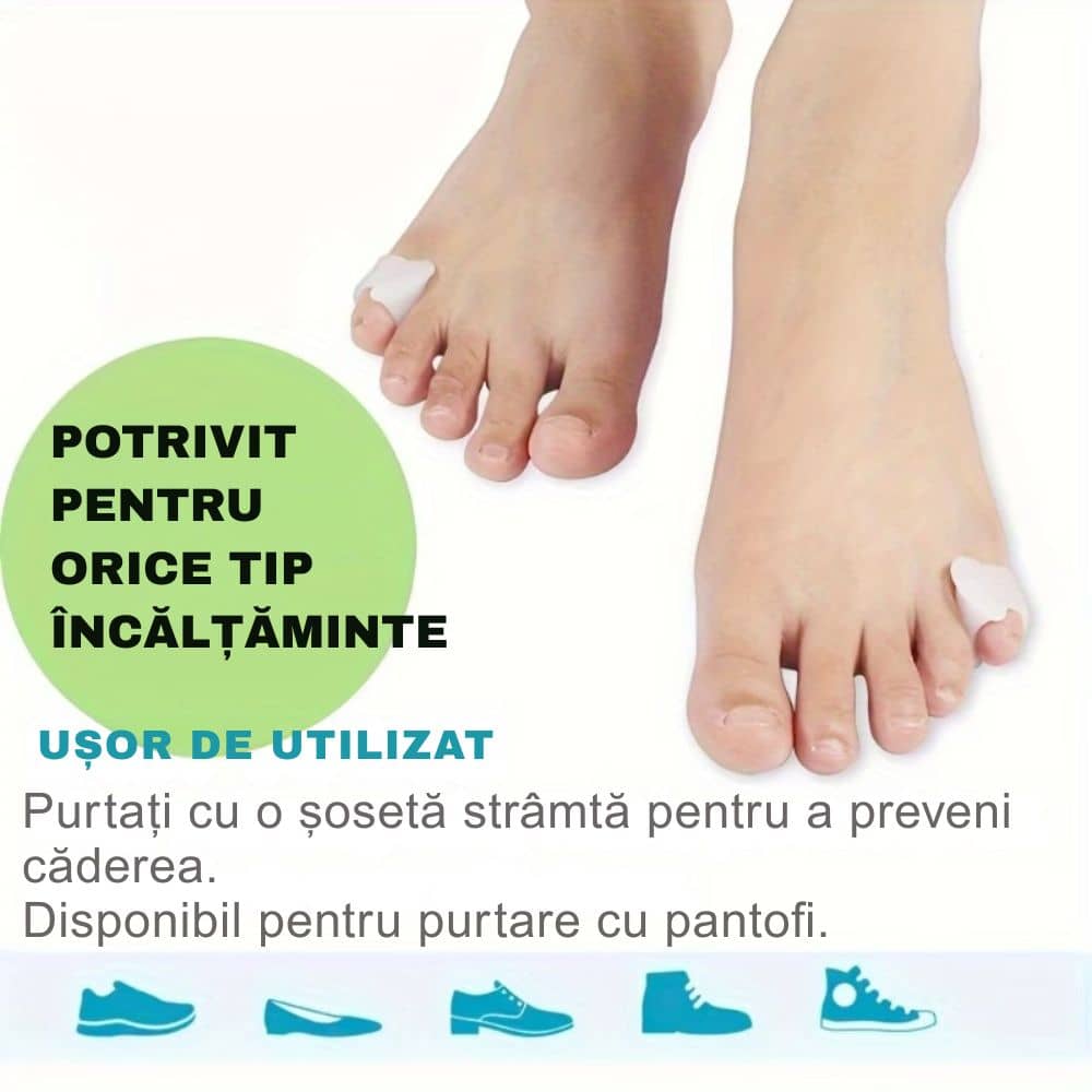 Set 4 buc. Corector Degete Picior din Silicon – Reduce Durerea și Aliniază Natural